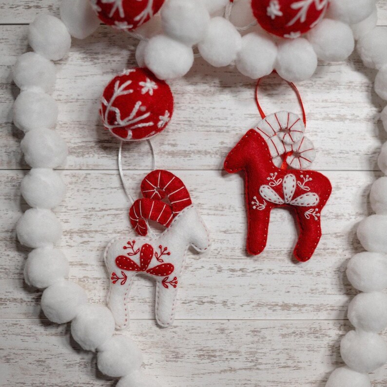 Handmade Wool Felt Yule Goat Ornaments - Scandinavian Christmas Set image 8
