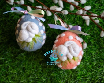Hand Felted Wool Bunny With Grass Nest Easter Decor - Etsy