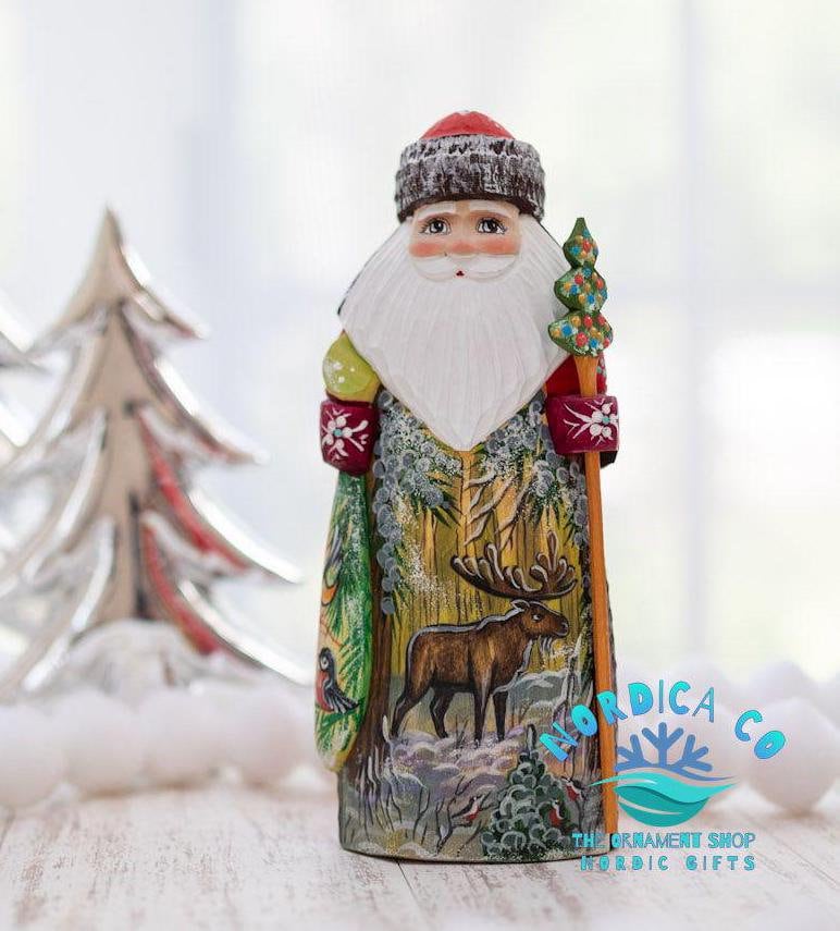 Père noël sculpté en bois et peint à la main - France