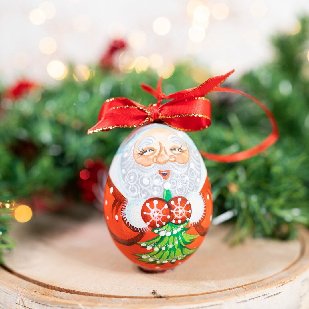 Wooden Hand Crafted santaornament, Wooden Hand Painted Ornament, Wooden
