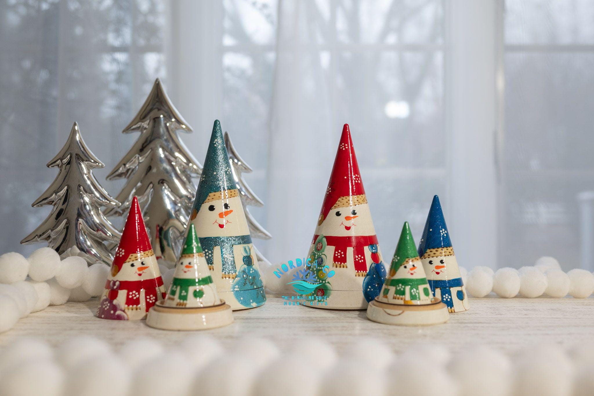 Poupées Gigognes Gnomes De Noël En Bois - 5 Pièces Peintes à La Main, Décoration Festive (15.5 Cm Max)