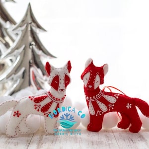 Handmade Wool Felt Wolf Ornament Set: Handmade Scandinavian Holiday Decor