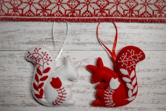 Wool Felt Snowflake Ornaments, Set of 2