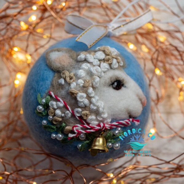 Wool needle felted Christmas sheep ornament , felt sheep ornament , needle felted lamb , lamb ornament , Scandinavian sheep decorations