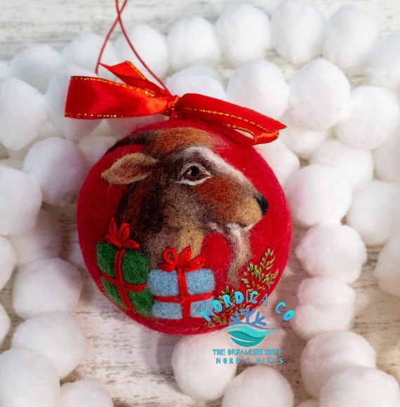 Wool Needle Felted Yule Goat Ornament: Scandinavian Christmas Decor