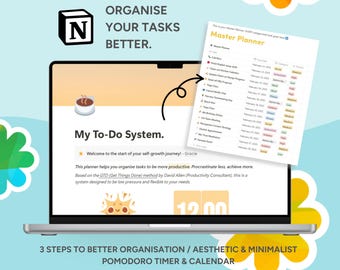 Automated To-Do Notion Planner – Digital Productivity Dashboard | Task Manager | Cute Goal Tracker | Aesthetic Organiser | Pomodoro Timer