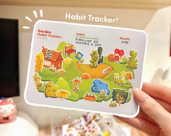 Monthly Habit Tracker | Garden Sticker Habit Tracker - Cute Habit Tracking Tool - Self growth - Productivity stickers - Routine Tracker