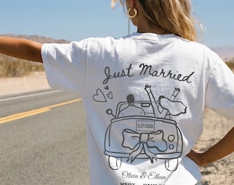 Comfort Colors® Custom Just Married Shirt, Wife Husband Matching Shirts , Just Married Gifts, Honeymoon Gifts, Newlywed Shirts, Couple Tee