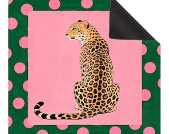 Pink Leopard American Mahjong Mat, Non-Slip Mahjong Table Mat, Mahjong Table Cover, Rubber Backed Game Mat, Gift for Mahjong Lovers