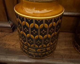 Seltene Vintage Hornsea Heirloom Aufbewahrungsgläser Herbst braune Küche Vorratsdosen John Clappison
