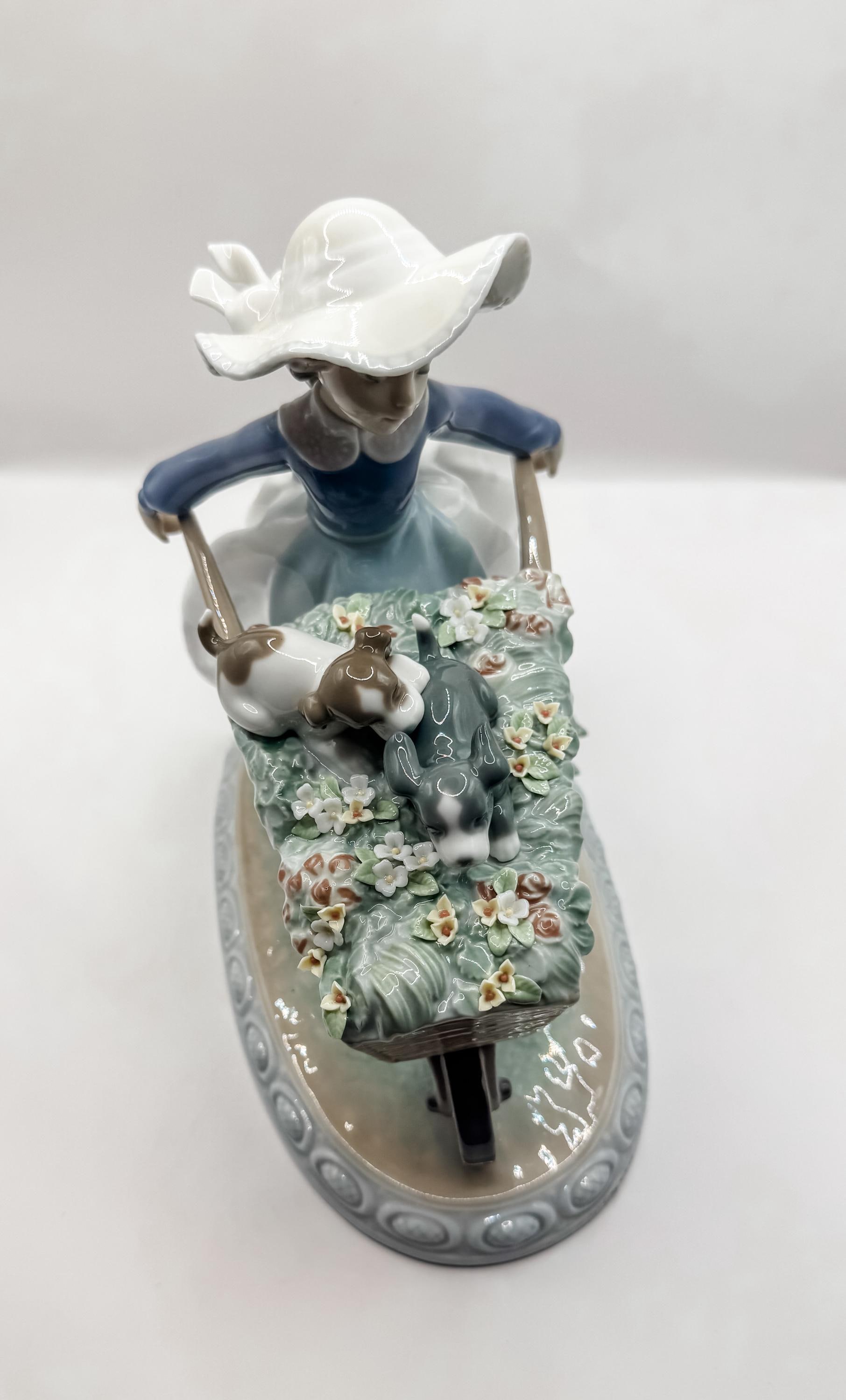 Lladró 5460 “A Barrow of Fun” Figurine – Girl With Puppies