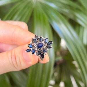 Vintage Blue Sapphire & CZ Ring