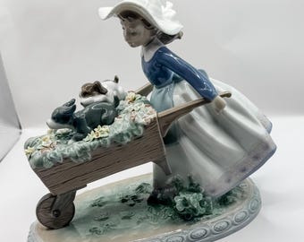 Lladró 5460 “A Barrow of Fun” Figurine – Girl With Puppies