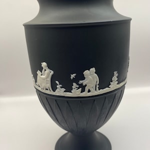 Antique Black Wedgwood Jasperware Urn Shaped Vase