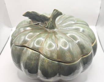 Handmade Pottery Pumpkin Tureen: Rustic Ceramic Casserole Dish
