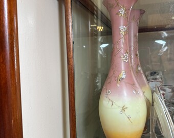 Victorian Milk Glass Vases Pair