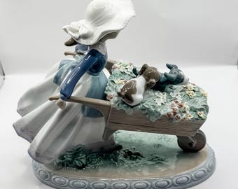 Lladró 5460 “A Barrow of Fun” Figurine – Girl With Puppies
