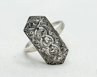 18 Karat Weißgold Art Deco Diamant Ring