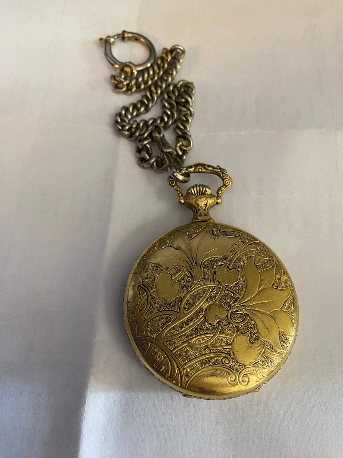 CATOREX Gold Plated Mechanical Large Pocket Full Hunter Watch Pendant, foto 3 de 4