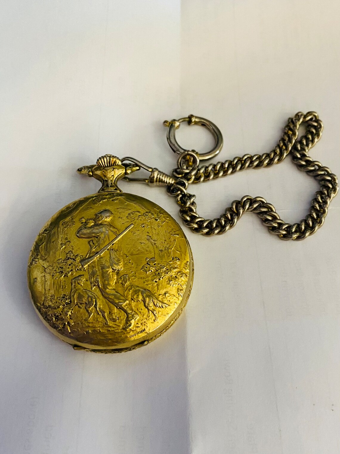 CATOREX Gold Plated Mechanical Large Pocket Full Hunter Watch Pendant, foto 1 de 4