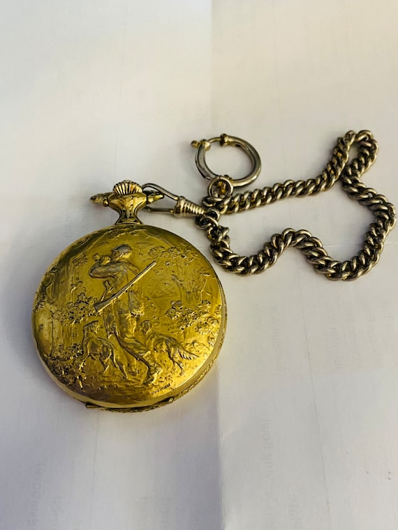 CATOREX Gold Plated Mechanical Large Pocket Full Hunter Watch Pendant