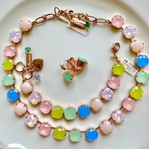 Mariana Pastel Jewelry Set | Necklace, Bracelet & Lever-Back Earrings | Rose Gold | Handmade | Original Tags | Soft Spring Colors