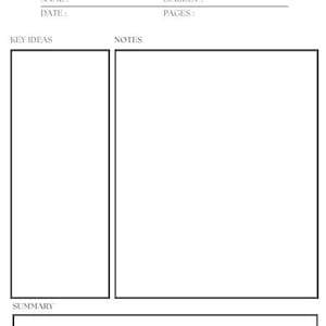 Printable Cornell Notes Template for Teachers, Students, Professionals