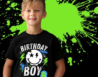 Birthday Boy Shirt Youth PNG| Grunge Birthday Tee | Kids Birthday Party PNG | Distressed Graphic T-Shirt for Boys | 90s Style Birthday PNG
