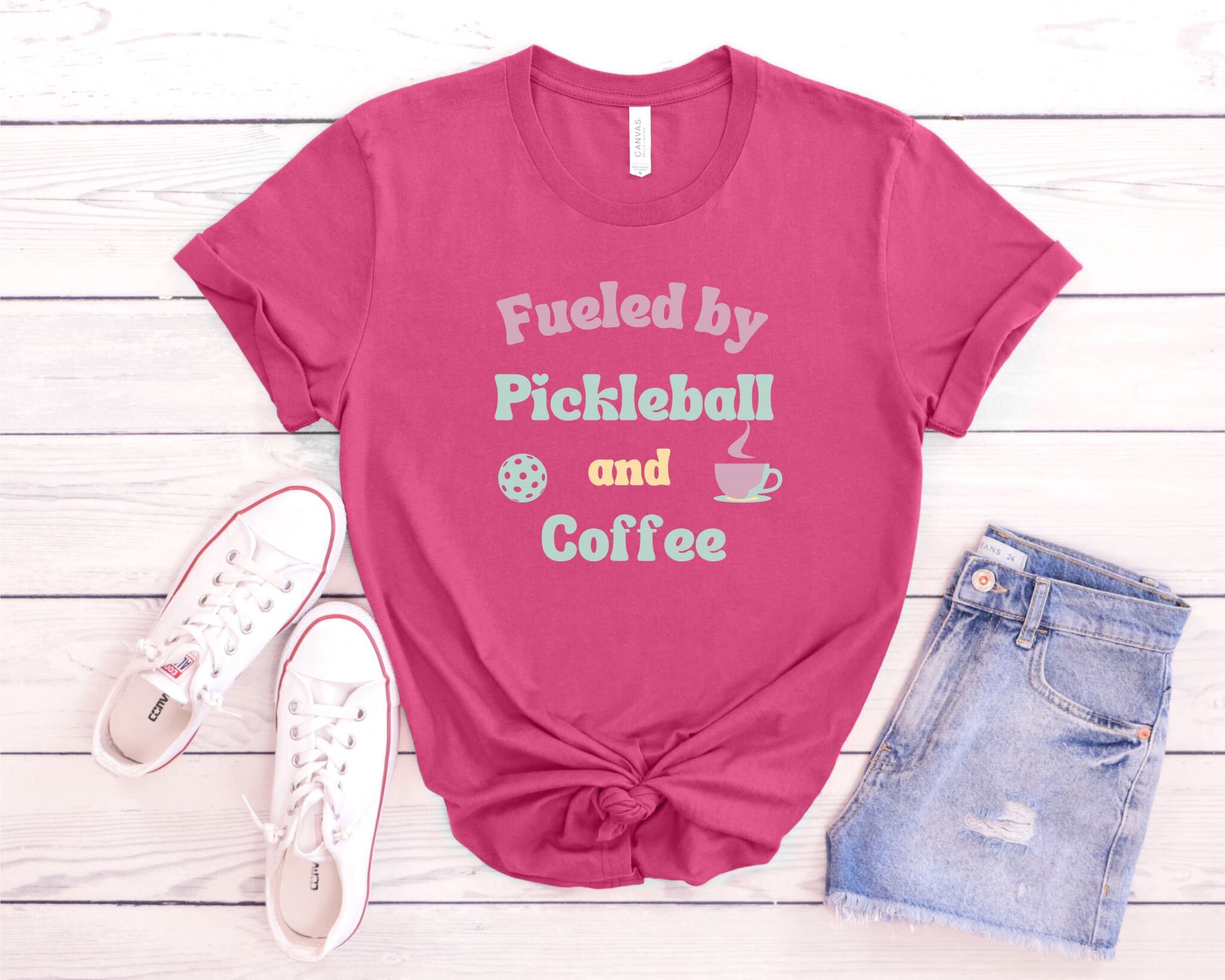Pickleball Shirt With Pastel Graphic, Pickleball and Coffee Shirt ...