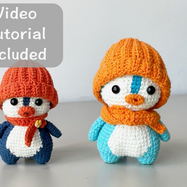 Crochet PDF Pattern - Crochet Penguin with Beanie Hat Easy Tutorial Amigurumi for Beginner