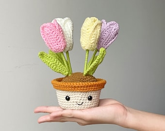 Crochet PDF Pattern - Super Easy Tutorial Tulip Flower Pot Flowerpot Amigurumi for Beginner