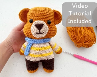 Crochet PDF Pattern - Super Easy Tutorial Cute Bear Animal Amigurumi Crochet for Beginner