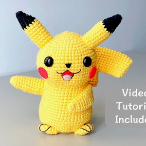 Crochet PDF Pattern - Super Easy Tutorial Cute Standing Pikachu Amigurumi for Beginner