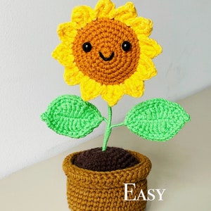 Crochet PDF Pattern - Super Easy Tutorial Sun Flower Pot Flowerpot Amigurumi for Beginner Sunflower