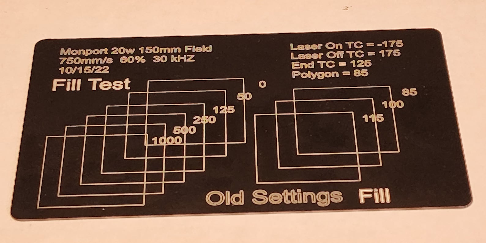 Lightburn Laser Timing Test Cards Etsy