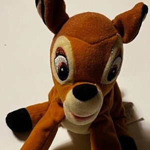 THE DISNEY STORE Bean Bag - Bambi - Bambi (7&quot;) (New Without Disney Hang Tag)