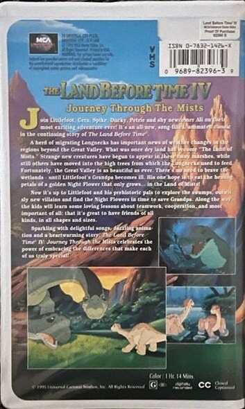 The Land Before Time Iv Journey Through The Mists Vhs