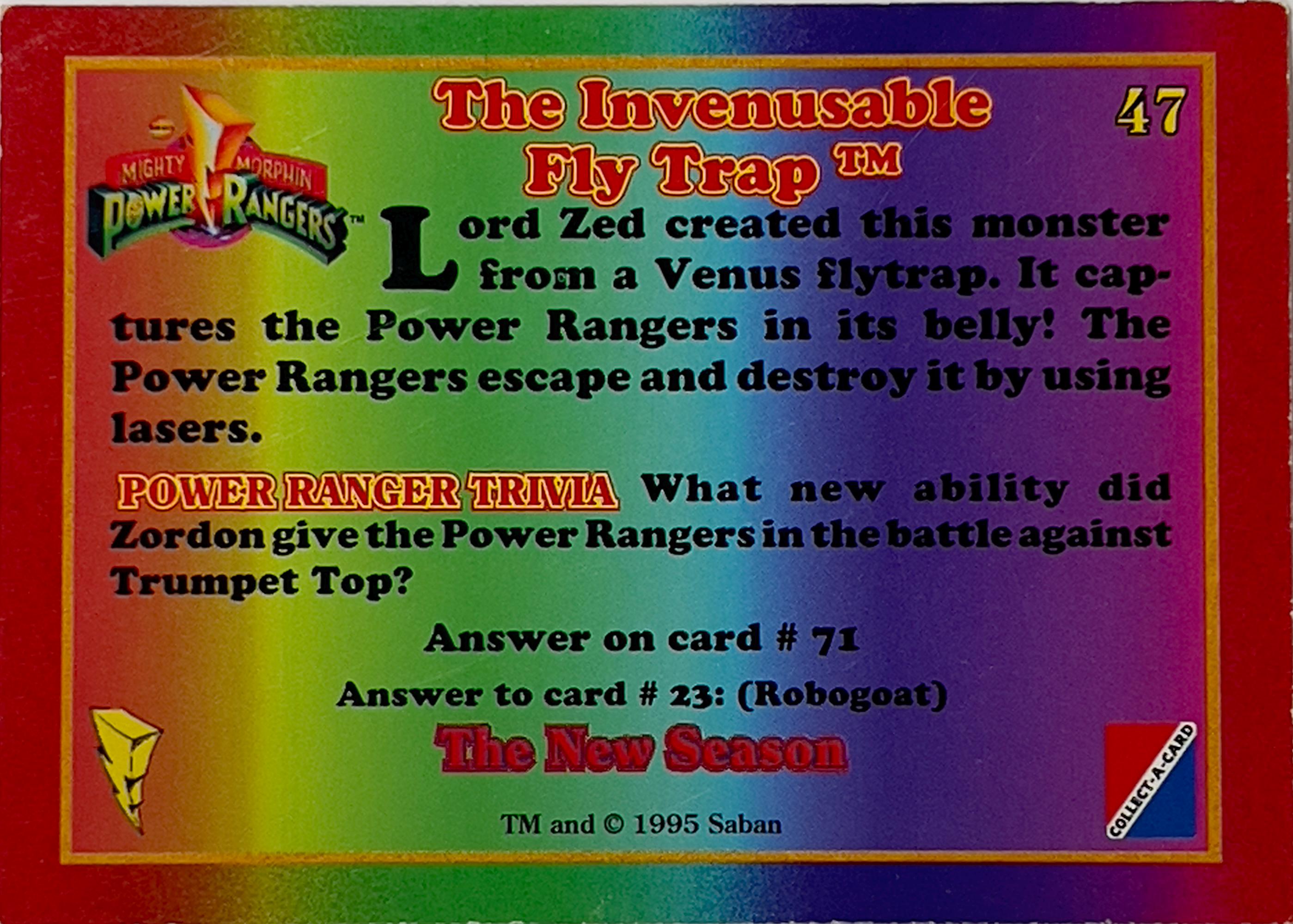 Mighty Morphin Power Rangers - the INVENUSABLE FLY TRAP - the New ...