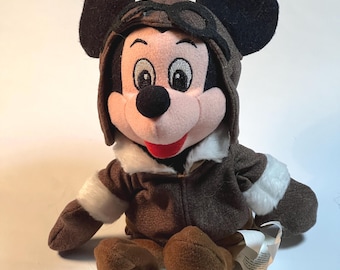 THE DISNEY STORE Bean Bag - Disney's Original Characters - Pilot Mickey (10") (Without Disney Hang Tag)