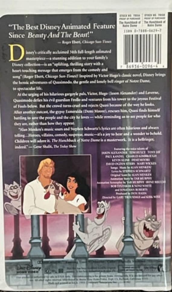 A Walt Disney Masterpiece the Hunchback of Notre Dame - VHS Movie