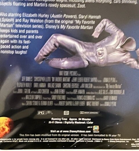 MY FAVORITE MARTIAN (VHS,1999) WALT DISNEY CLASSIC NEW