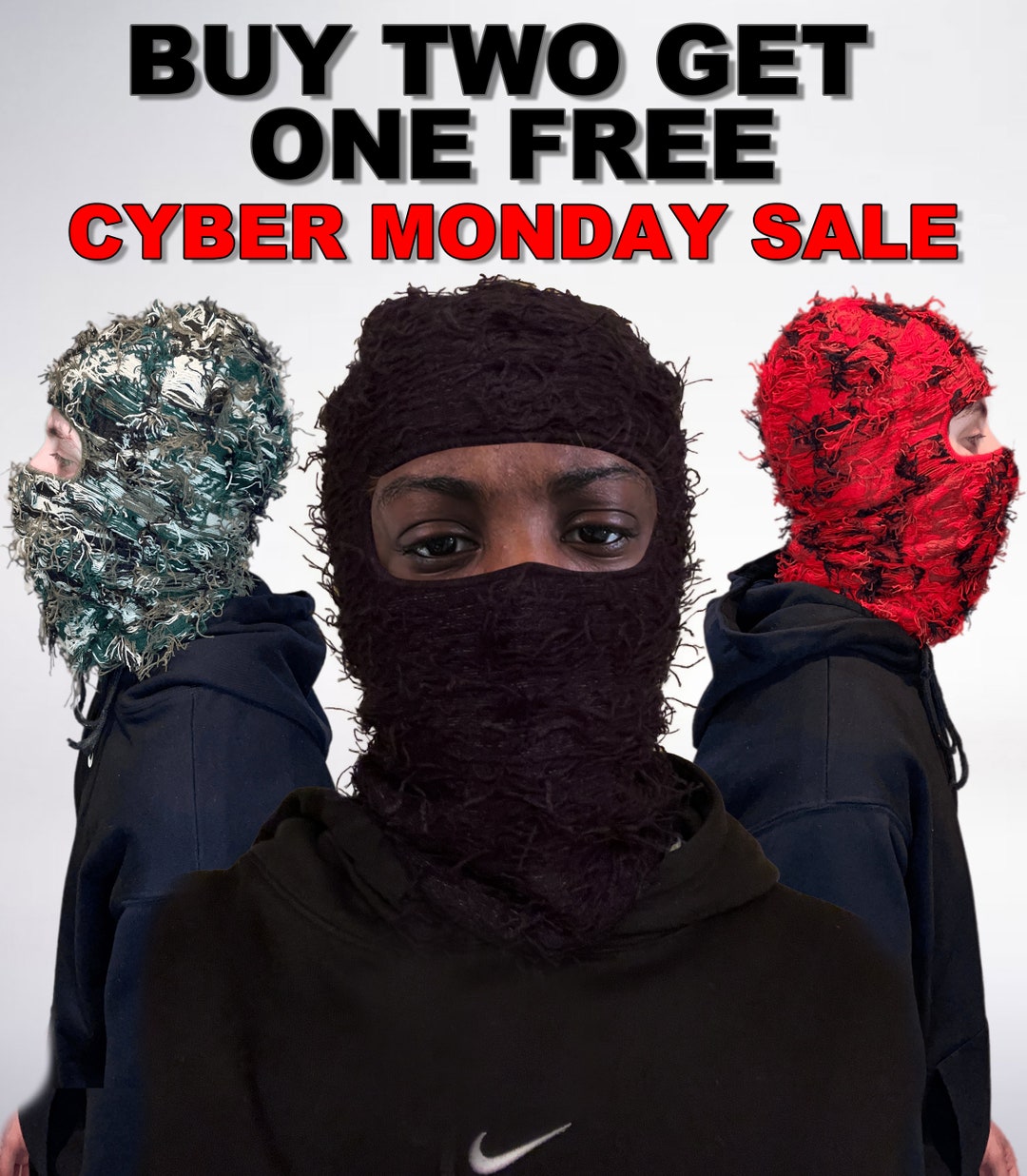 Distressed Balaclava Ski Mask Knitted Shiesty Mask Yeat Etsy