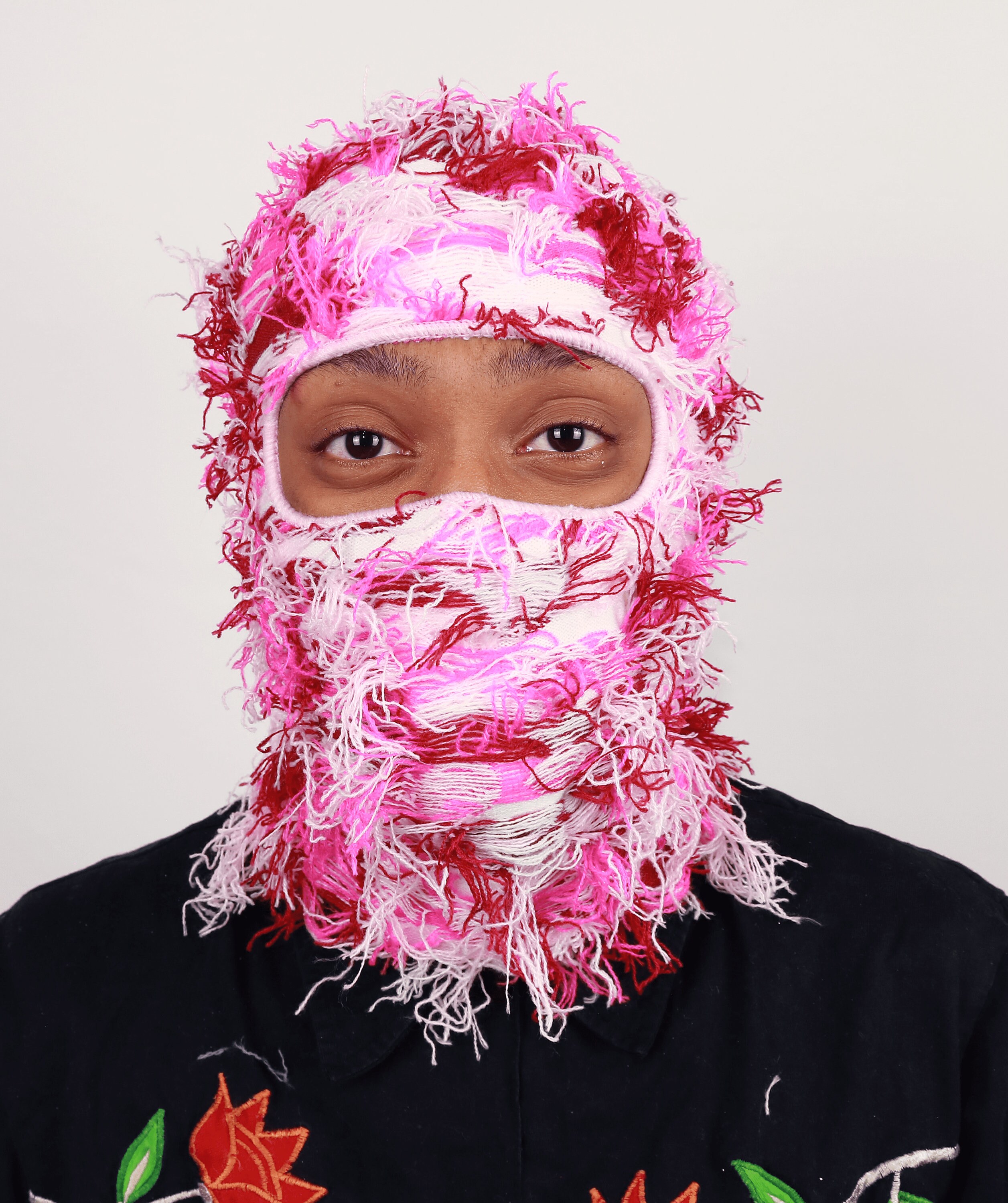 Pink Camo Knitted Balaclava Distressed Balaclava Ski Mask Etsy