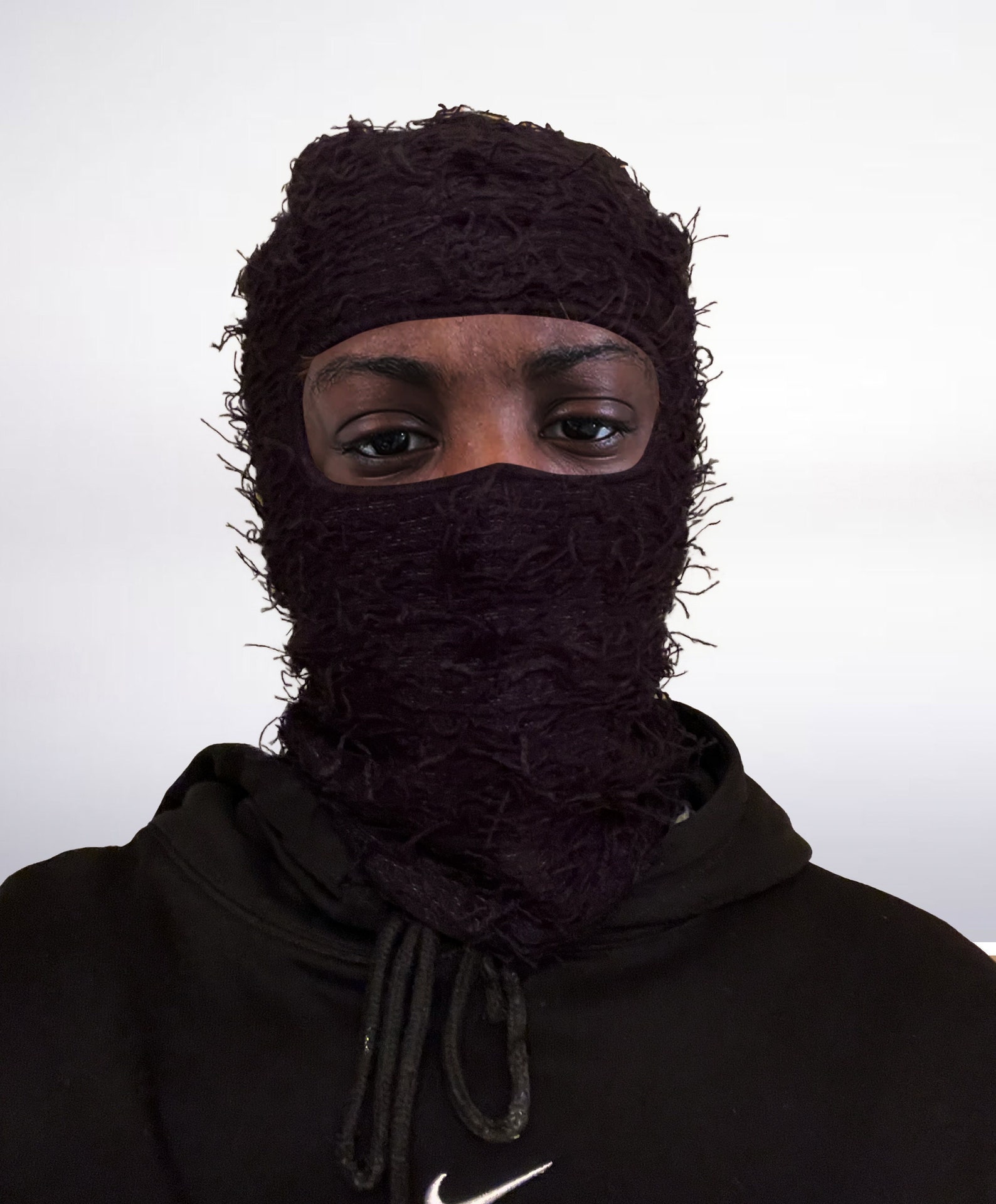 Black Knitted Balaclava Distressed Balaclava Ski Mask Yeat Etsy