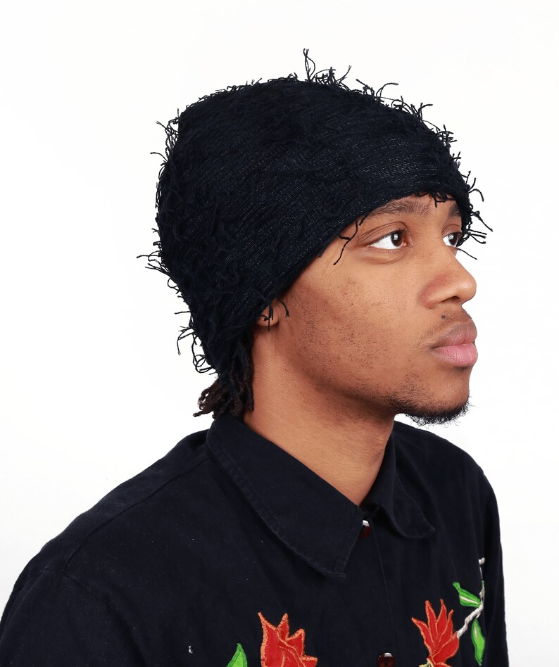 Black Knitted Balaclava Distressed Balaclava Ski Mask Yeat Etsy Schweiz