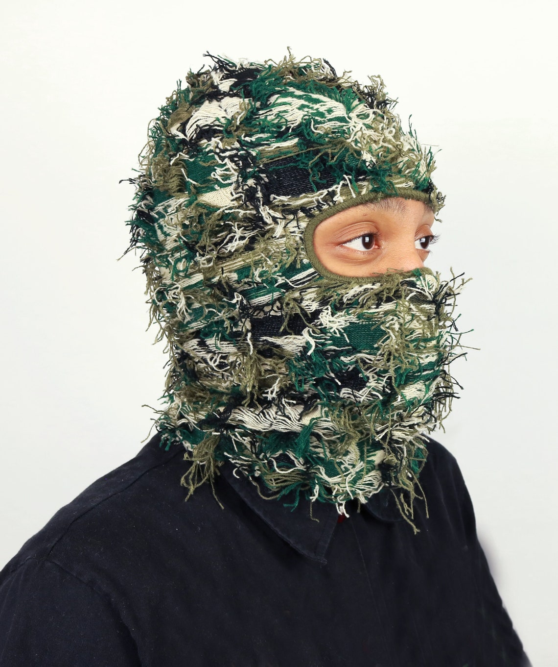 Camo Knitted Balaclava Distressed Balaclava Ski Mask Yeat Etsy