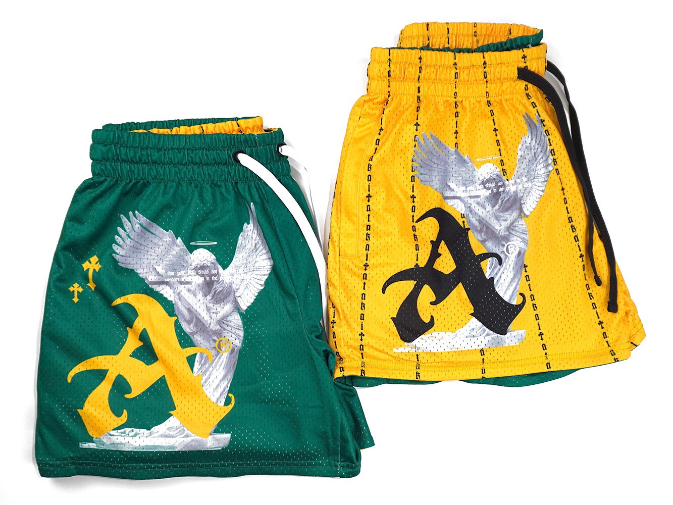 Green/Yellow Split Bandana Mesh Shorts