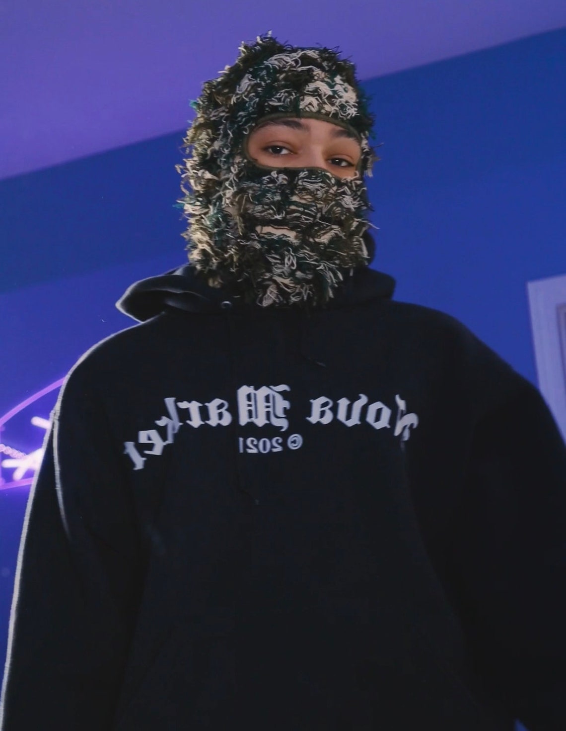 Camo Knitted Balaclava Distressed Balaclava Ski Mask Yeat Etsy