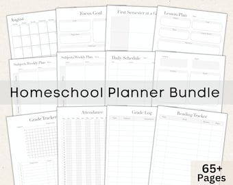 65+ Homeschool Planner Pages, Printable Homeschool planner, Lesson Planner, Academic Planner, PDF, Homeschool Schedule, Homeschool Planning
