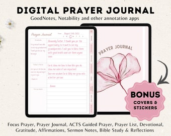 Pink Digital Prayer Journal, Prayer Planner, Devotional Journal, Bible Study Journal, Christian Planner, Prayer Journal, Prayer Notes